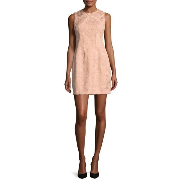 Theory Women’s Blush Pink Baroque Jacquard Sleeveless Hourglass Dress Size 8 - Picture 1 of 15